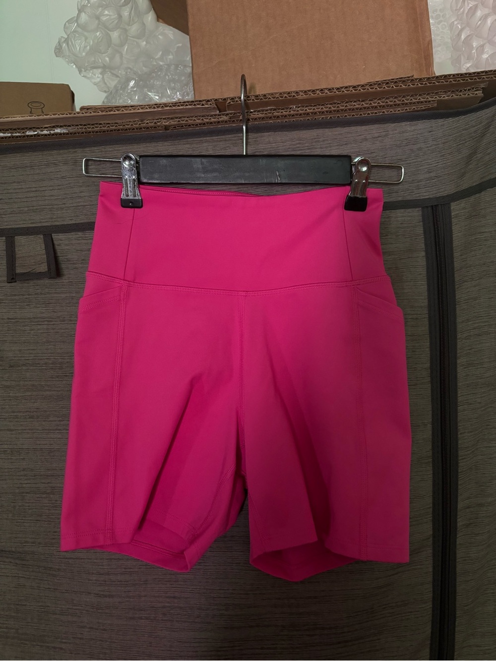 girlfriend collective Hot Pink High-Rise Bike Shorts